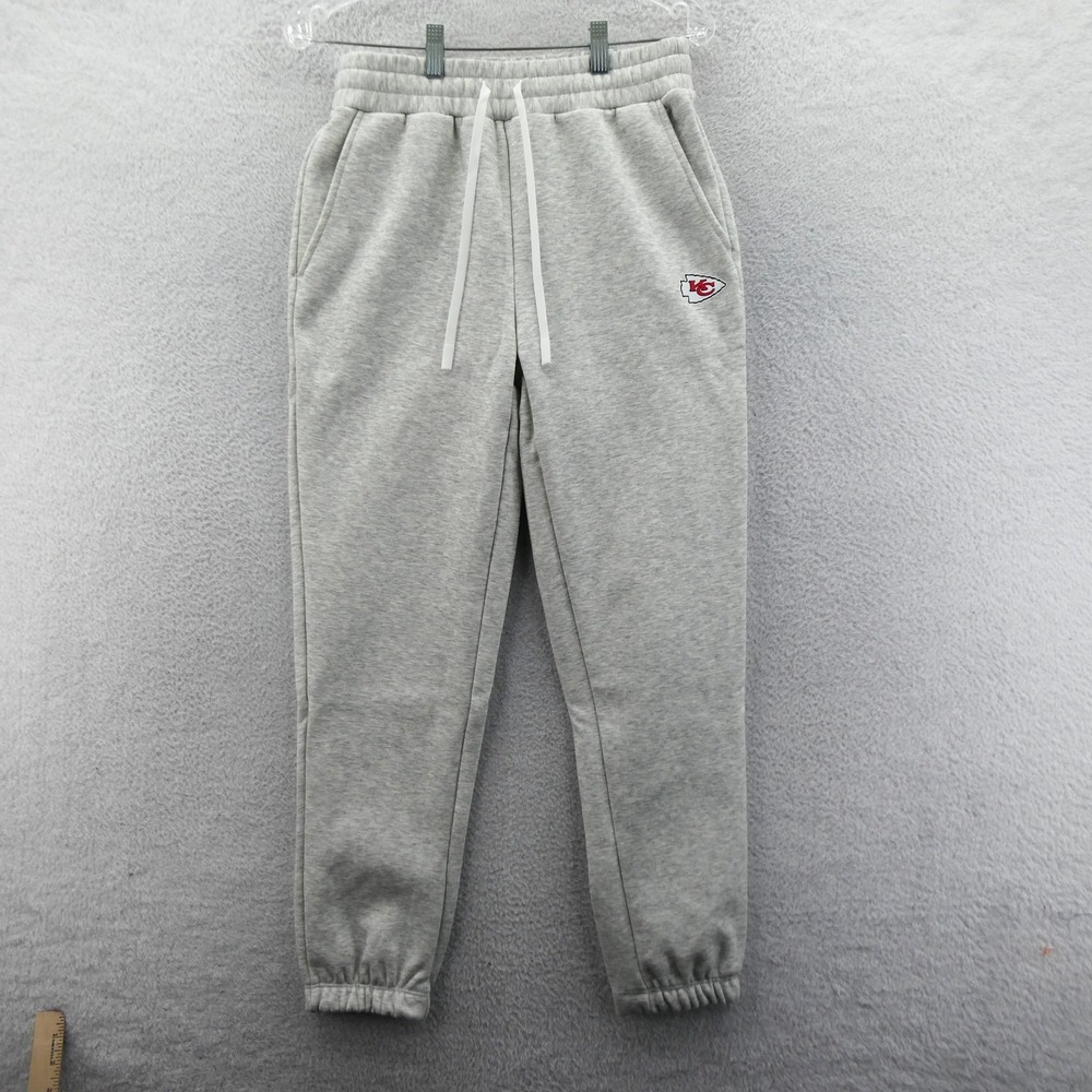 NFL‎ Sweatpants Womens Small Kansas City Chiefs Gray Fleece Joggers Drawstring